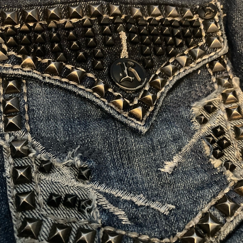 Rock And Roll Cowgirl Size 26 x 32 Blue Jeans unique embellishments straight leg - Picture 4 of 12